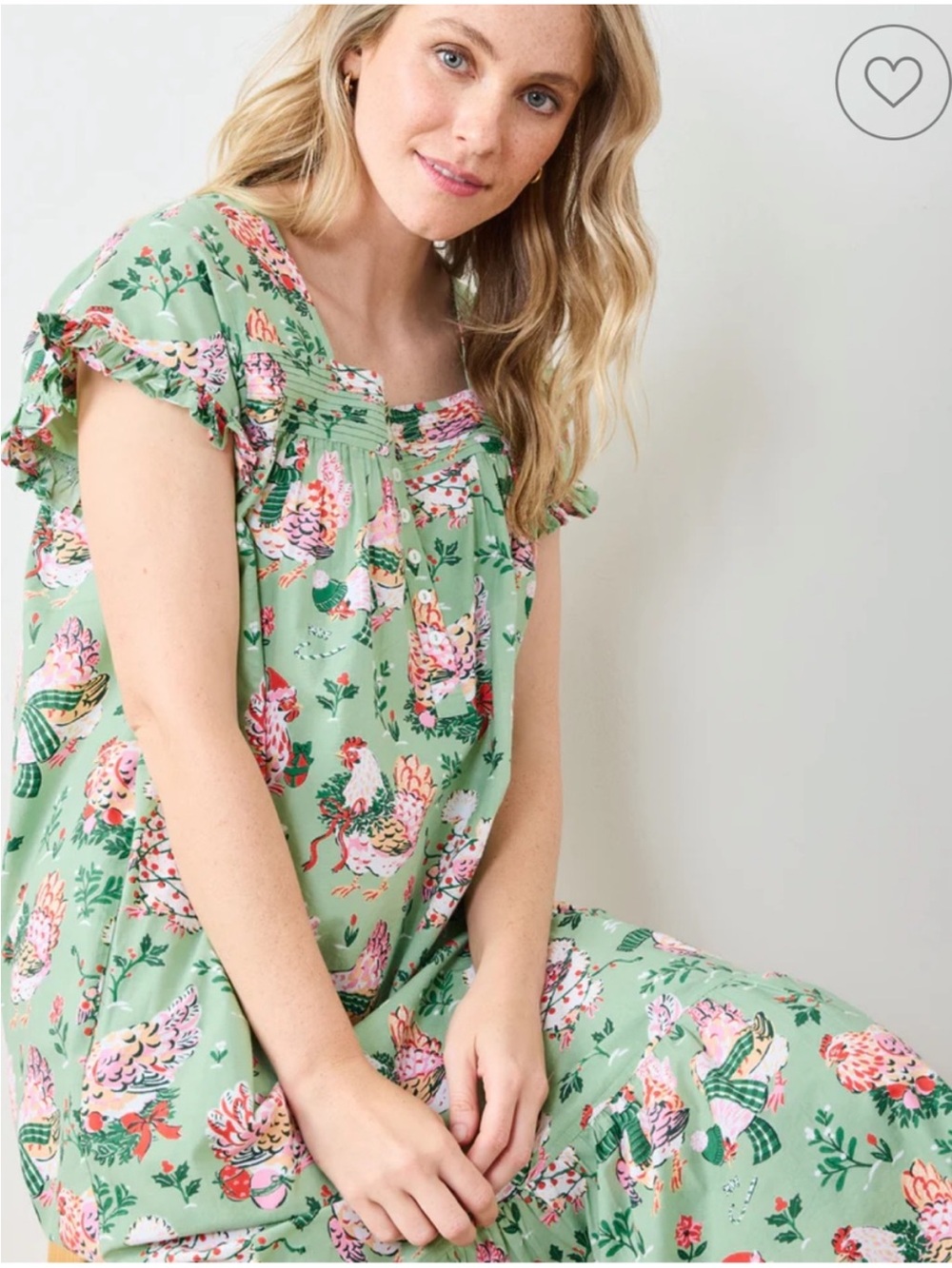 Printfresh Holiday Hens Daylight Nightgown -S